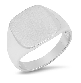 Sterling Silver Men's Cushion Shape Signet Ring - Size 10
