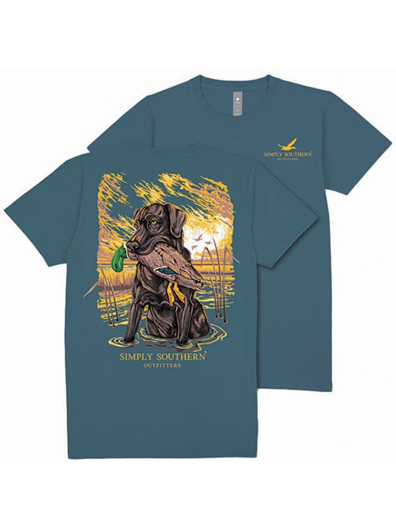 MN-SS-DUCKDOG-COMET Simply Southern Men's Duck Dog Short Sleeve T-Shirt in Comet