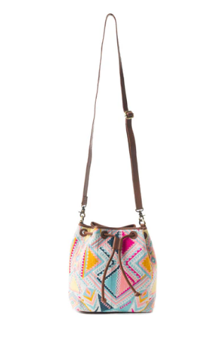 Pastel Desert Sunrise Bucket Bag in Pink