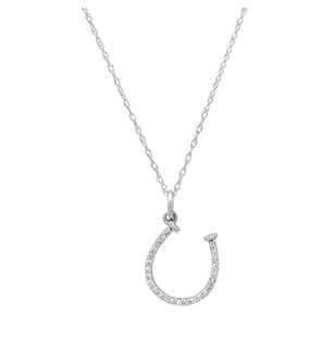 Sterling Silver .10CTTW Diamond Horseshoe Necklace - 18"