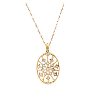 10K Yellow Gold 8 Diamond Oval Necklace