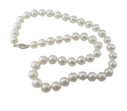 14K Yellow Gold 9-10mm Freshwater Pearl Strand Necklace - 18"