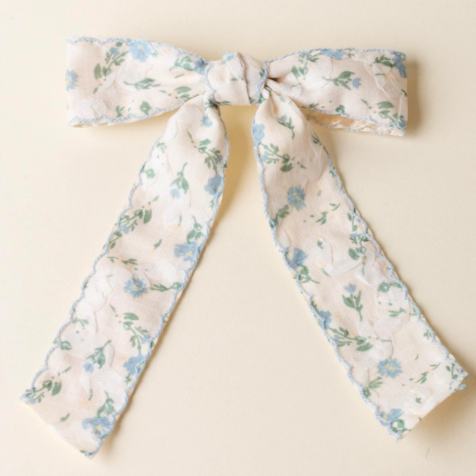 Blue Floral Flair Hair Bow