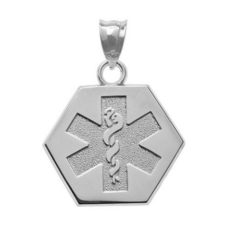 Sterling Silver 5/8" Medical Alert Emblem Pendant