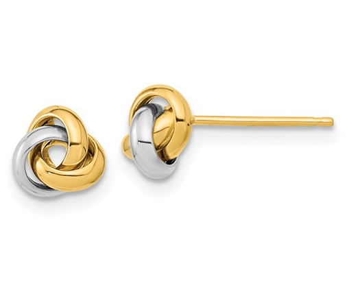 10K Two-Tone Polished Love Knot Post Earrings