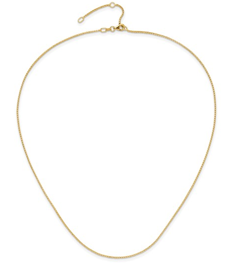 14K Yellow Gold Diamond Cut Open Franco Adjustable Chain - 18" + 2"