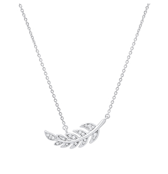 Sterling Silver .10CTTW Diamond Leaf Necklace