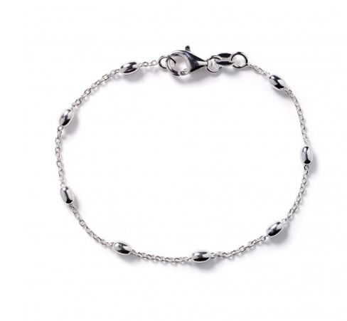 722 KAR605 Southern Gates Sterling Silver 8in Rice Bead Satellite Bracelet 0