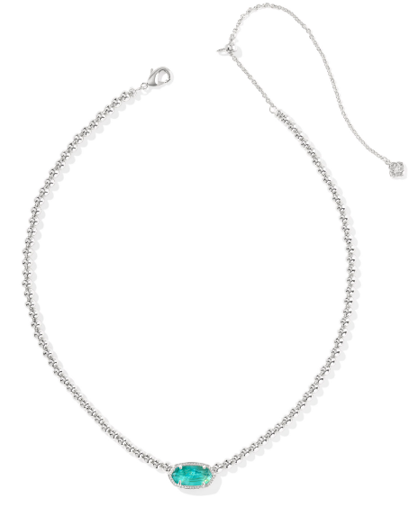 Kendra Scott Elisa Beaded Necklace in Silver Bright Aqua Illusion