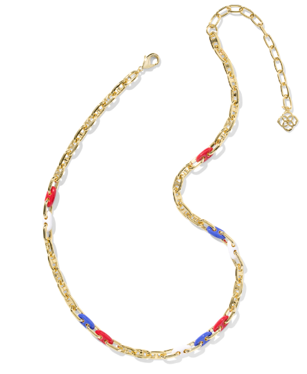 Kendra Scott Bailey Chain Necklace in Red White Blue Mix