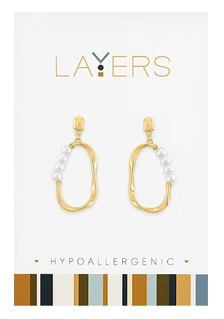 Layers Gold Organic Pearl Dangle Earrings