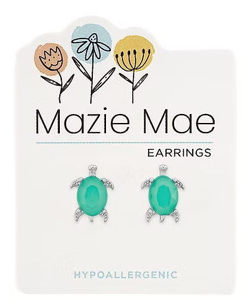 Mazie Mae Silver Pacific Opal Turtle Stud Earrings