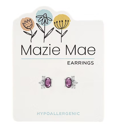 Mazie Mae Silver Light Amethyst Oval Cluster Stud Earrings