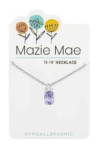 Mazie Mae Silver Light Amethyst Oval Trio Necklace