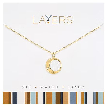 LAY-209G Layers Gold Lunar Moon Necklace