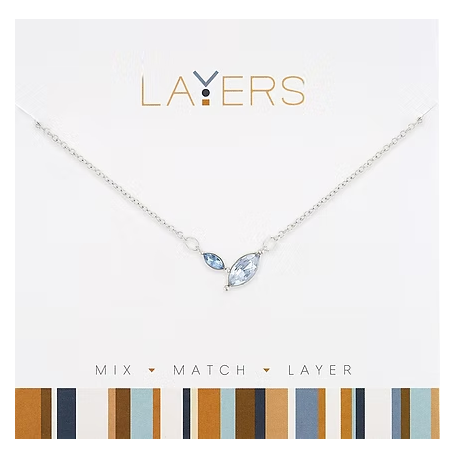 Layers Silver Double Sapphire Marquis Necklace