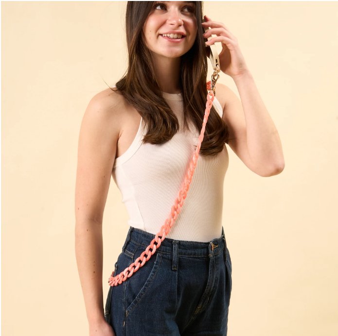 Marble Bubblegum Hold the Phone Crossbody Chain