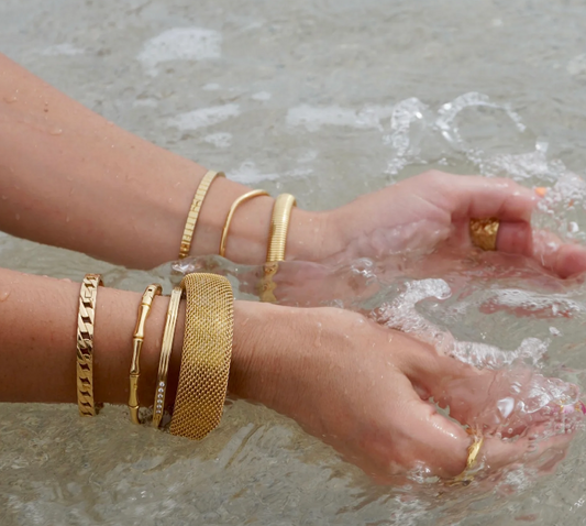 Ellie Vial Gold Baylor Bamboo Bangle Bracelet