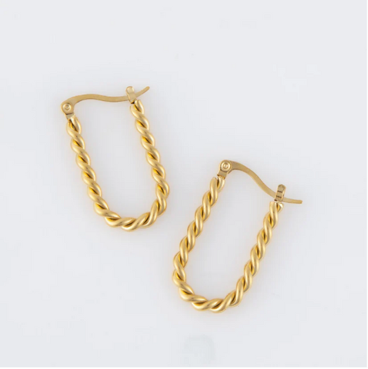 Narelle Waterproof Twisted Hoop Earrings in Gold