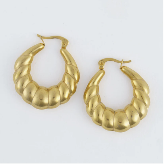 Narelle Waterproof Twisted Chunky Hoop Earrings in Gold