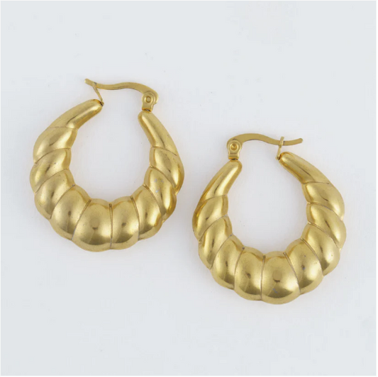 Narelle Waterproof Twisted Chunky Hoop Earrings in Gold