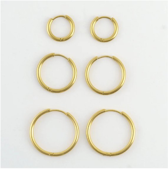 Narelle Waterproof Classic Hoop Earrings Trio in Gold