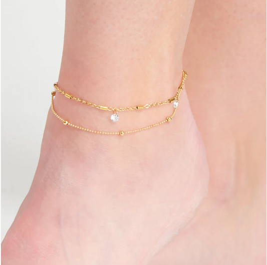 Narelle Waterproof Dainty Multi Row Anklet in Gold