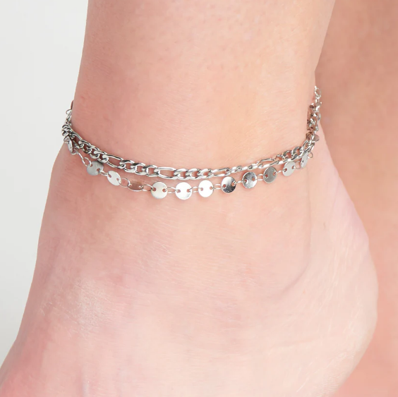 Narelle Multi Row Figaro Chain Anklet in Silver