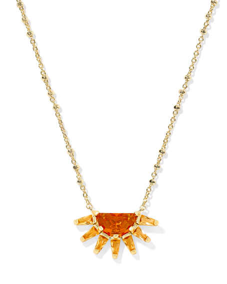 Kendra Scott Samantha Sun Short Necklace in Gold Orange Glass