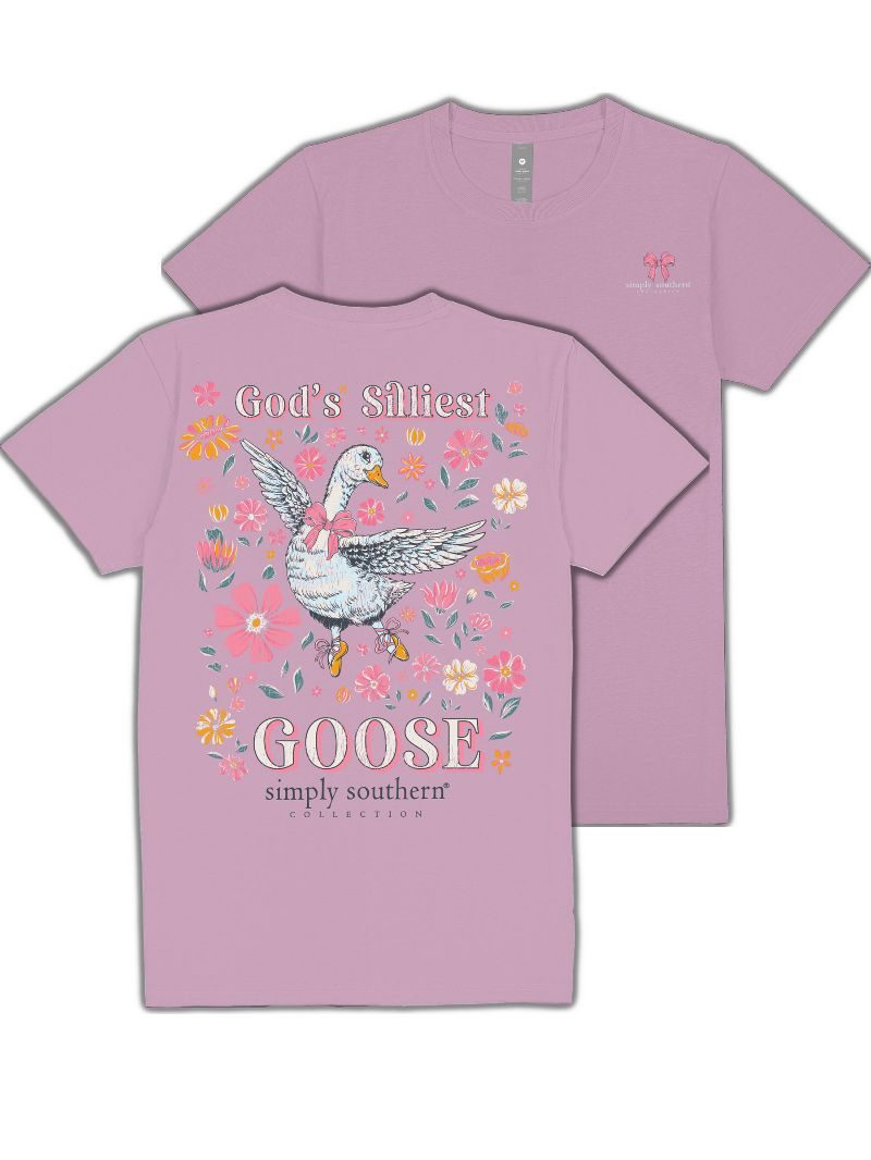 SS-GOOSE-WSTERIA Simply Southern Silly Goose Short Sleeve T-Shirt