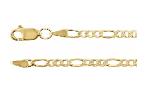 14K Yellow Gold Filled 2.5mm Figaro Chain - 16"