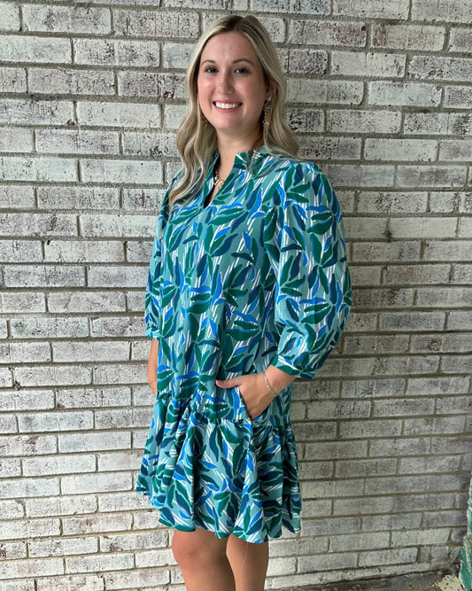 The Naomi Dress in Reflecting Pool Green