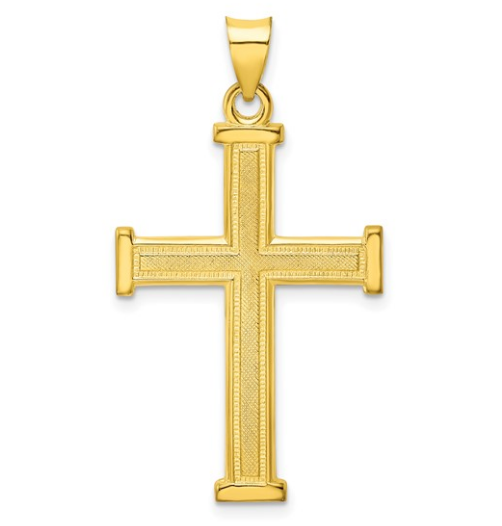 Sterling Silver Gold Tone Polished Solid Cross Pendant