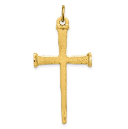 Sterling Silver Gold Plated Nail Cross Pendant