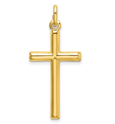Sterling Silver Gold Tone Polished Cross Charm