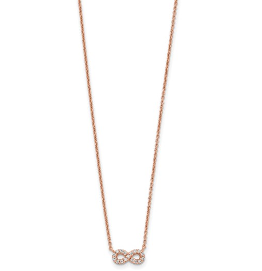 Sterling Silver Rose Tone Cubic Zirconia Infinity Necklace