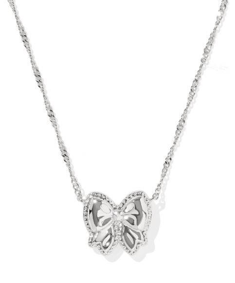 Kendra Scott Haley Bow Short Necklace in Silver Mother Of Pearl
