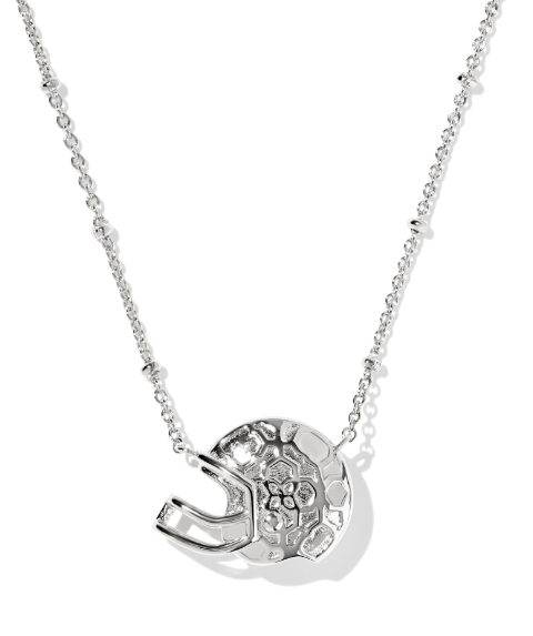 Kendra Scott Football Helmet Short Pendant Necklace in Silver Ivory Mother Of Pearl