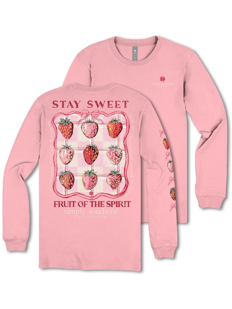 YTH-LS-STAYSWT-TEAROSE Youth Simply Southern Stay Sweet Long Sleeve T-Shirt
