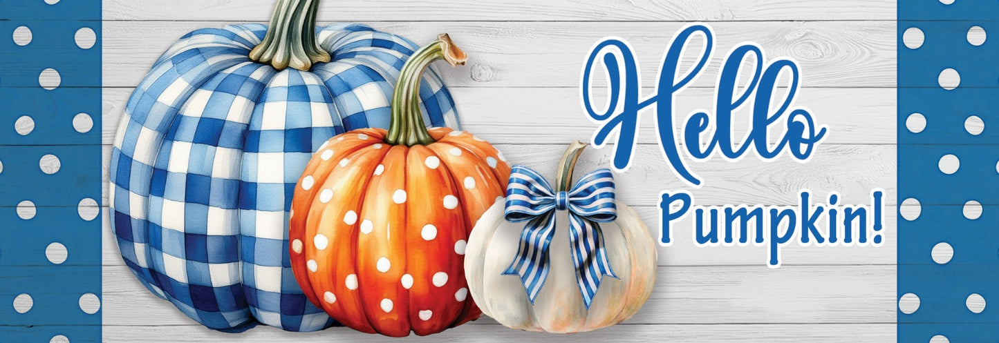 Gingham Pumpkin Stack Signature Sign
