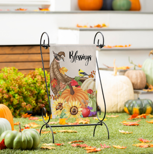 Grateful Cornucopia Suede Garden Flag