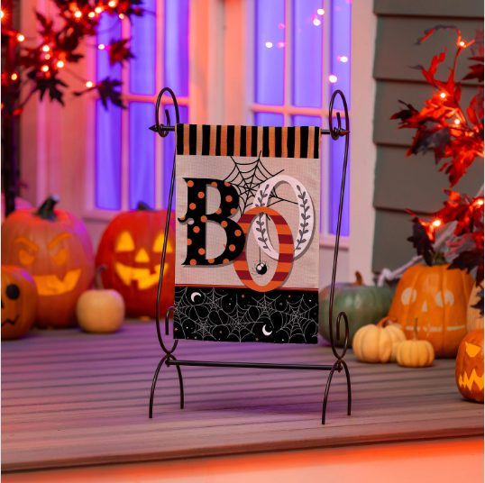 Polka Dots & Stripes Boo Suede Garden Flag