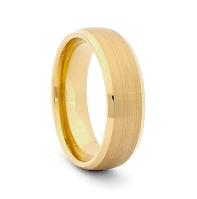 Men's Comfort Fit Polished Classic Gold Tungsten Wedding Band - 8mm