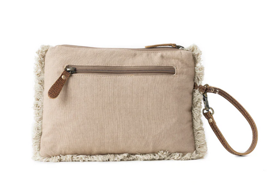 Meadow Lace Embroidered Pouch in Ivory Bloom