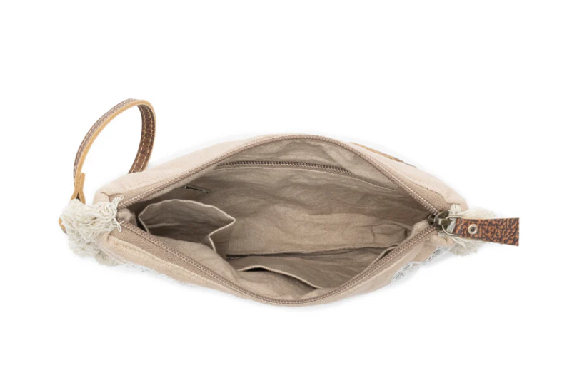 Meadow Lace Embroidered Pouch in Ivory Bloom