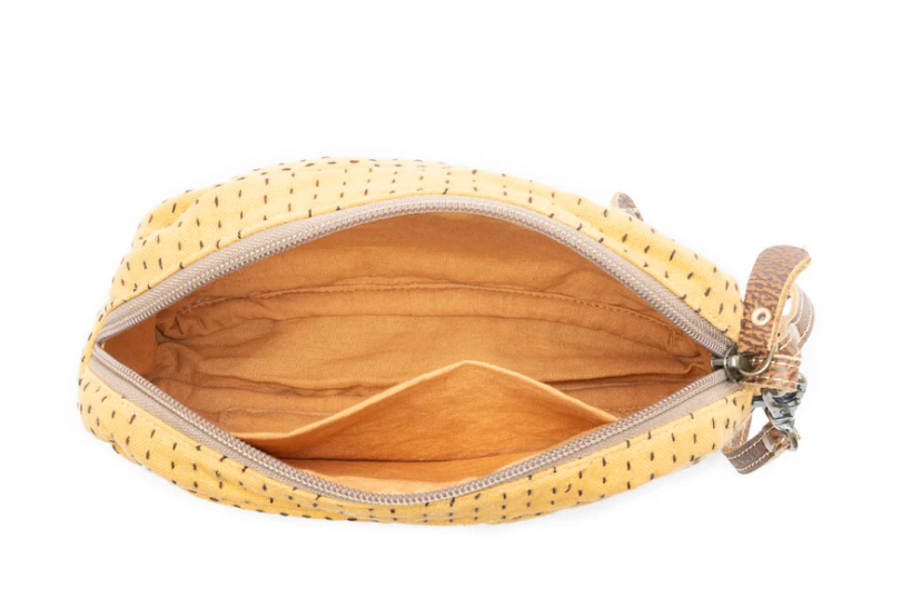 Myra Bag Daisy Pop Woven Pouch in Marigold Yellow