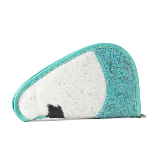 S-10874 Myra Lone Prairie Tooled Hairon Gun Case in Desert Teal