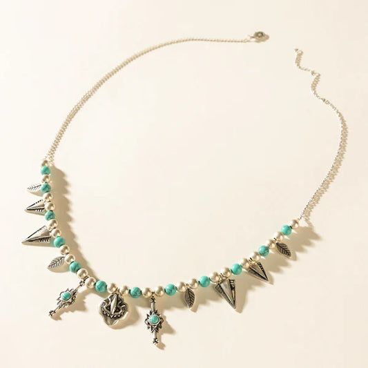 S-13191 Myra Feather Song Necklace in Nomad Blue