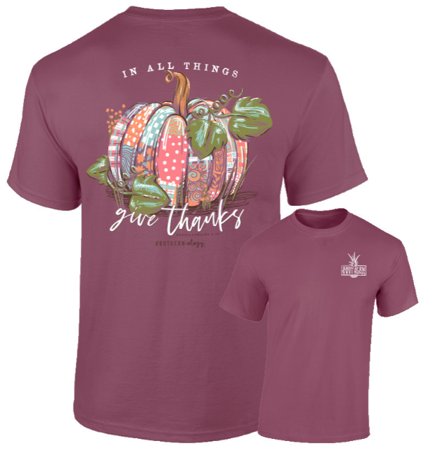 Southernolgy Give Thanks Patchwork Pumpkin Short Sleeve T-Shirt