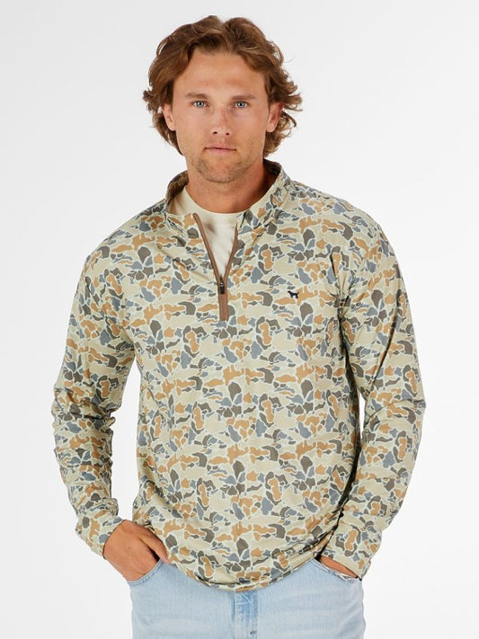 Simply Southern Men's Quarter Zip Pullover in Light Camo